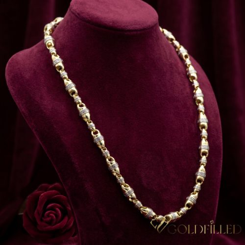 Collana GOLDFILLED antiallergica Luxury Barakka 60cm lunga e 8mm larga (65g) colore 14K multicolore