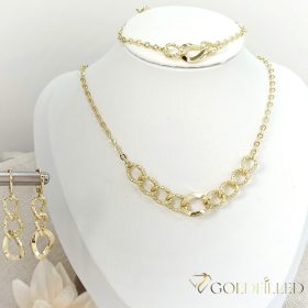   Collana GOLDFILLED antiallergica 45cm/3-12mm+ Bracciale 17-20cm + Orecchini colore 14K