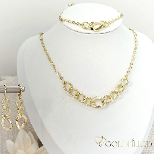 Collana GOLDFILLED antiallergica 45cm/3-12mm+ Bracciale 17-20cm + Orecchini colore 14K
