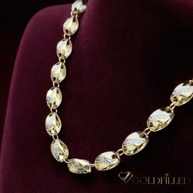   Collana GOLDFILLED antiallergica Luxury Barakka 70cm lunga e 12mm larga (130g) colore 14K multicolore