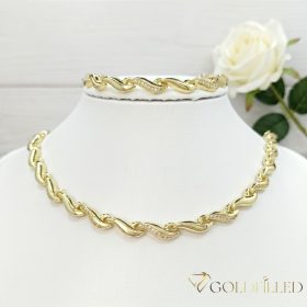  Collana GOLDFILLED antiallergica 50cm/7mm + Bracciale 19cm colore 14K