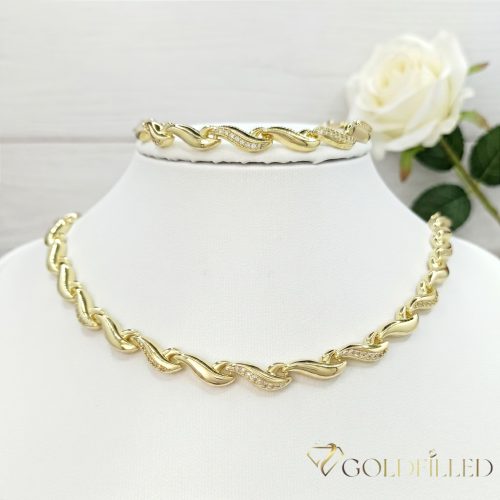 Collana GOLDFILLED antiallergica 45cm/7mm + Bracciale 17cm colore 14K