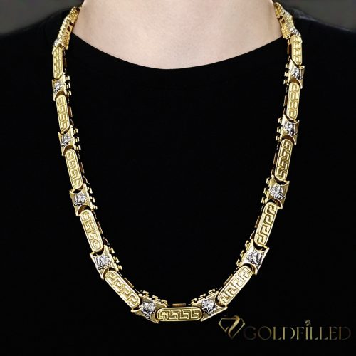 Collana GOLDFILLED antiallergica Luxury Barakka 60cm lunga e 11mm larga (160g) colore 14K multicolore