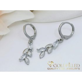   Orecchini GOLDFILLED antiallergici a forma di foglia 35mm colore rodio 14K