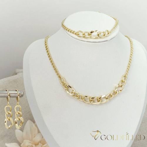 Collana GOLDFILLED antiallergica 45cm/3-10mm+ Bracciale 17-20cm + Orecchini colore 14K