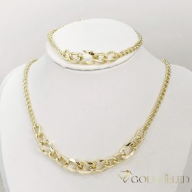   Collana GOLDFILLED antiallergica 45cm/3-10mm+ Bracciale 17-20cm  colore 14K