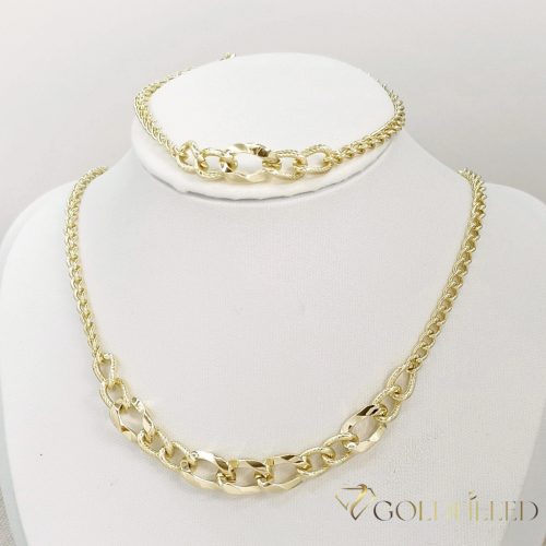 Collana GOLDFILLED antiallergica 45cm/3-10mm+ Bracciale 17-20cm  colore 14K