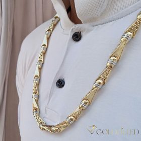   Collana GOLDFILLED antiallergica Luxury Barakka 70cm lunga e 11mm larga (130g) colore 14K multicolore