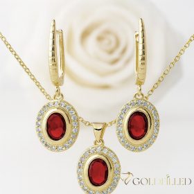   Collana GOLDFILLED 45cm/1mm + Pendente + Orecchini 32mm colore 14K