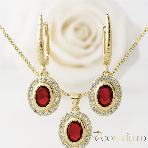 Collana GOLDFILLED 45cm/1mm + Pendente + Orecchini 32mm colore 14K