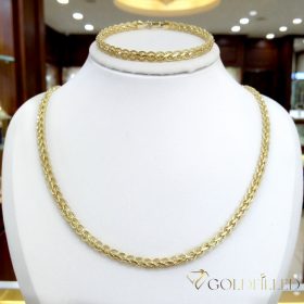   Collana GOLDFILLED antiallergica 55cm/4,5mm+ Bracciale 20cm  colore 14K