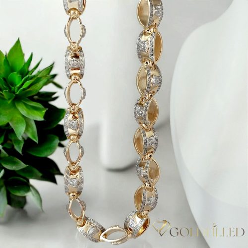 Collana GOLDFILLED antiallergica Luxury Barakka 60cm lunga e 11mm larga (120g) colore 14K multicolore