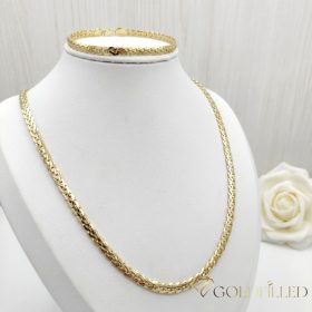   Collana GOLDFILLED antiallergica 50cm/4,5mm+ Bracciale 20cm  colore 14K