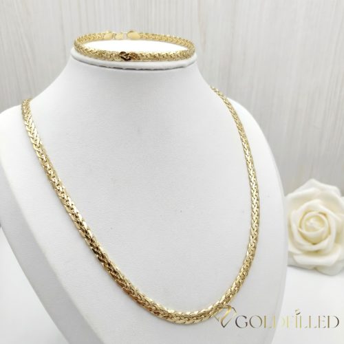 Collana GOLDFILLED antiallergica 50cm/4,5mm+ Bracciale 20cm  colore 14K