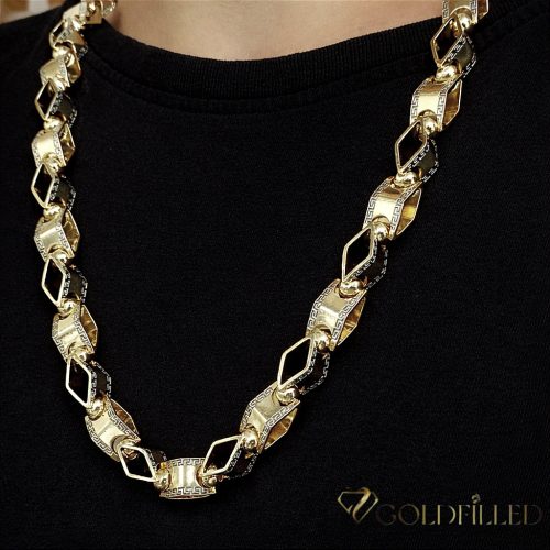 Collana GOLDFILLED antiallergica Luxury Barakka 70cm lunga e 11mm larga (140g) colore 14K multicolore