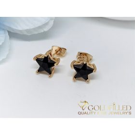   Orecchino GOLDFILLED antiallergico a pressione con pietra nera 9mm colore 18K