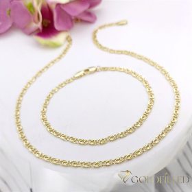   Collana GOLDFILLED antiallergica 45cm/3,2mm + Bracciale 19cm  colore 14K