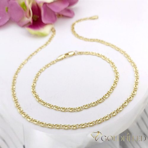 Collana GOLDFILLED antiallergica 45cm/3,2mm + Bracciale 19cm  colore 14K