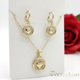   Collana GOLDFILLED 45cm/2,5mm + Pendente + Orecchini colore 14K
