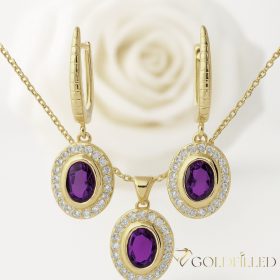   Collana GOLDFILLED 45cm/1mm + Pendente + Orecchini 32mm colore 14K