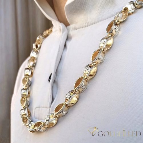 Collana GOLDFILLED antiallergica Luxury Barakka 70cm lunga e 11mm larga (130g) colore 14K multicolore