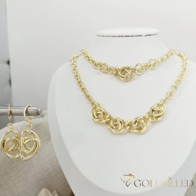   Collana GOLDFILLED antiallergica 45cm/5-19mm+ Bracciale 17-20cm + Orecchini colore 14K