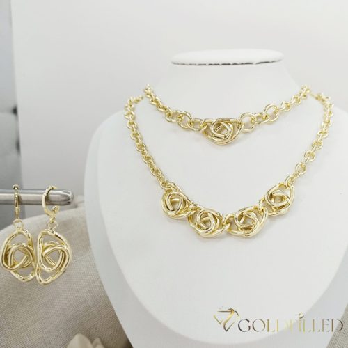 Collana GOLDFILLED antiallergica 45cm/5-19mm+ Bracciale 17-20cm + Orecchini colore 14K
