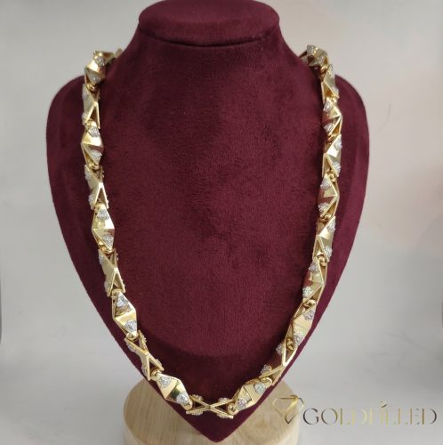 Collana GOLDFILLED antiallergica Luxury Barakka 70cm lunga e 11mm larga (145g ! ) colore 14K multicolore
