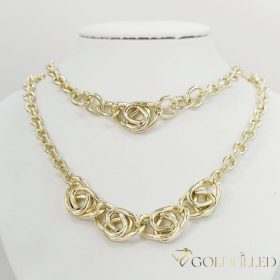   Collana GOLDFILLED antiallergica 45cm/5-19mm+ Bracciale 17-20cm  colore 14K