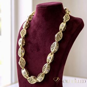   Collana GOLDFILLED antiallergica Luxury Barakka 70cm lunga e 16mm larga (230g) colore 14K multicolore