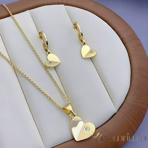 Collana GOLDFILLED 45cm/1mm + Pendente + Orecchini 26mm colore 14K
