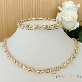   Collana GOLDFILLED antiallergica 45cm/7mm + Bracciale 19cm colore 14K