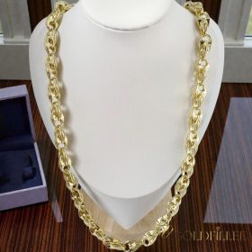   Collana GOLDFILLED antiallergica a forma di mandorla Barakka 70cm/10mm (115 gramm!). colore 14K