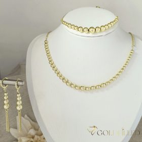   Collana GOLDFILLED antiallergica 45cm/3-5mm+ Bracciale 17-20cm + Orecchini colore 14K