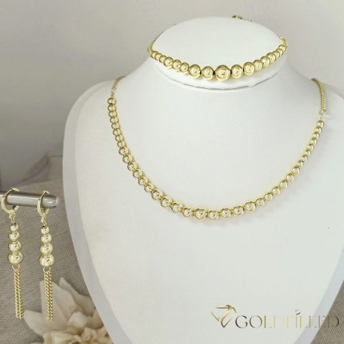 Collana GOLDFILLED antiallergica 45cm/3-5mm+ Bracciale 17-20cm + Orecchini colore 14K