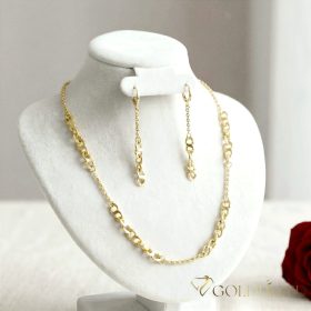   Collana GOLDFILLED antiallergica 45cm/2-6mm+ Bracciale 17cm + Orecchini colore 14K