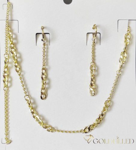 Collana GOLDFILLED antiallergica 45cm/2-6mm+ Bracciale 17cm + Orecchini colore 14K
