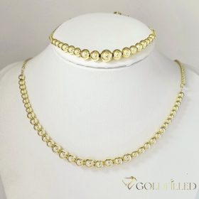   Collana GOLDFILLED antiallergica 45cm/3-5mm+ Bracciale 17-20cm colore 14K
