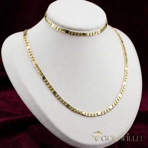 Collana GOLDFILLED antiallergica 50cm/4,5mm+ Bracciale 20cm  colore 14K